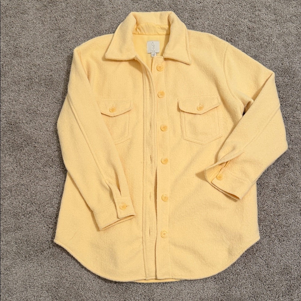 Yellow Button-Up Shirt Jacket
